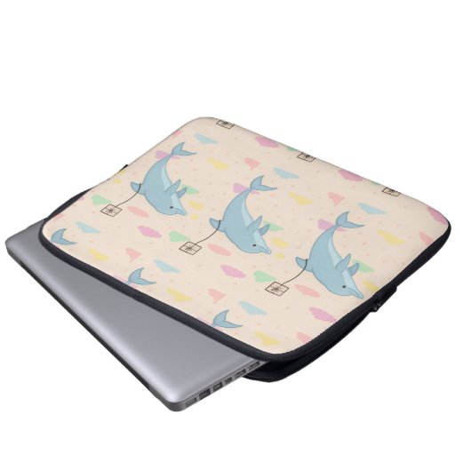 Illustration von Flying Delphin Deliverings Letter Laptopschutzhülle (Vorne Knopf)