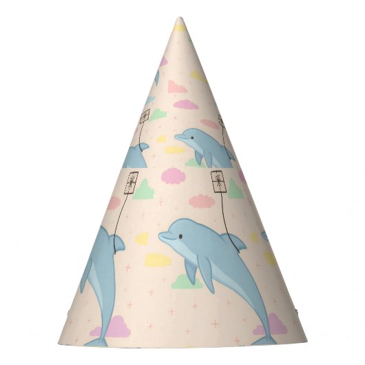 Illustration von Flying Delphin Deliverings Letter Partyhütchen (Vorderseite)