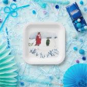 Illustration von Fox und Kaninchen Weihnachtsschne Pappteller (Party)