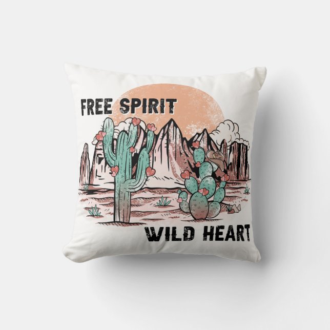 Illustration von "Free Spirit Wild Heart" Kissen (Vorderseite)
