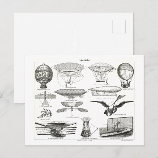 Illustration von Frühfliegmaschinen Vintag Postkarte (Vorne/Hinten)