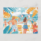 Illustration von Fun Beach Scene Party Einladungspostkarte (Vorderseite)