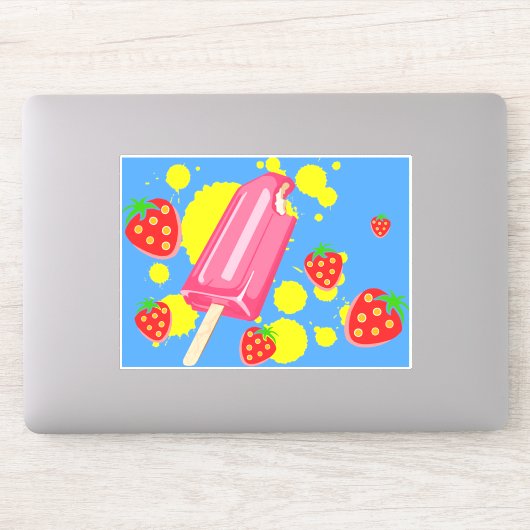 Illustration von Fun Pink Popsicle und Strawberrie Aufkleber (Computer)
