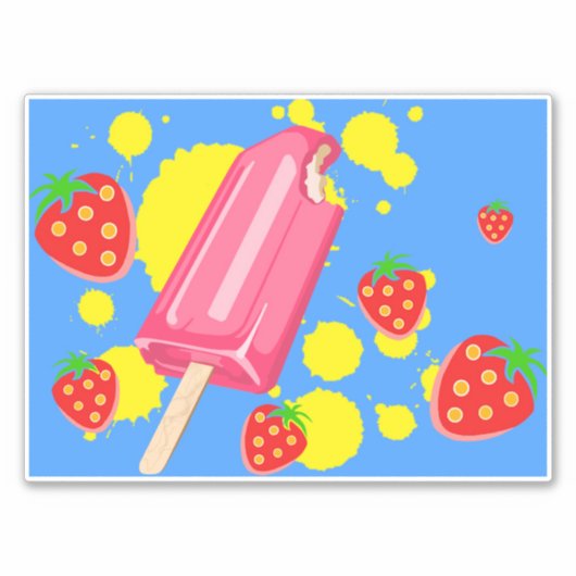 Illustration von Fun Pink Popsicle und Strawberrie Aufkleber (Vorderseite)
