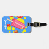 Illustration von Fun Pink Popsicle und Strawberrie Gepäckanhänger (Vorderseite horizontal)