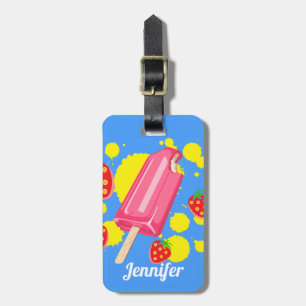Illustration von Fun Pink Popsicle und Strawberrie Gepäckanhänger