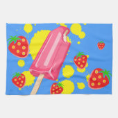 Illustration von Fun Pink Popsicle und Strawberrie Geschirrtuch (Horizontal)