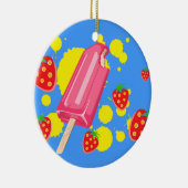 Illustration von Fun Pink Popsicle und Strawberrie Keramik Ornament (Rechts)