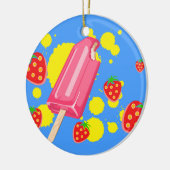 Illustration von Fun Pink Popsicle und Strawberrie Keramik Ornament (Links)