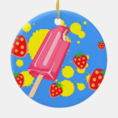 Illustration von Fun Pink Popsicle und Strawberrie Keramik Ornament (Hinten)