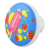 Illustration von Fun Pink Popsicle und Strawberrie Keramikknauf (Rechts)