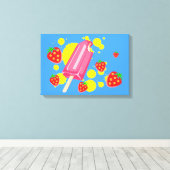 Illustration von Fun Pink Popsicle und Strawberrie Leinwanddruck (Insitu (Holzboden))