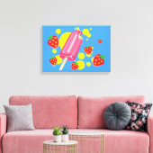 Illustration von Fun Pink Popsicle und Strawberrie Leinwanddruck (Insitu (Wohnzimmer))
