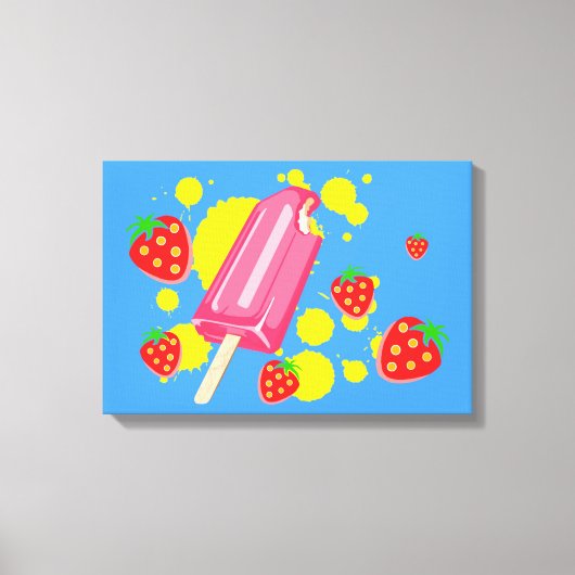 Illustration von Fun Pink Popsicle und Strawberrie Leinwanddruck (Vorderseite)