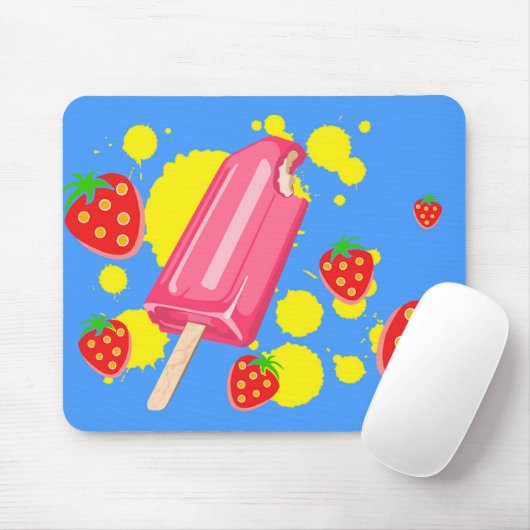 Illustration von Fun Pink Popsicle und Strawberrie Mousepad (Mit Mouse)