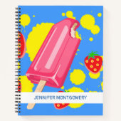 Illustration von Fun Pink Popsicle und Strawberrie Notizblock (Vorderseite)