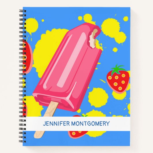 Illustration von Fun Pink Popsicle und Strawberrie Notizblock (Vorderseite)