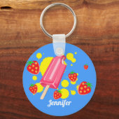 Illustration von Fun Pink Popsicle und Strawberrie Schlüsselanhänger (Vorderseite)