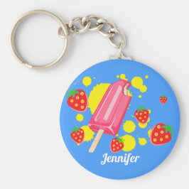 Illustration von Fun Pink Popsicle und Strawberrie Schlüsselanhänger