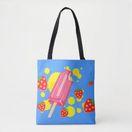 Illustration von Fun Pink Popsicle und Strawberrie Tasche