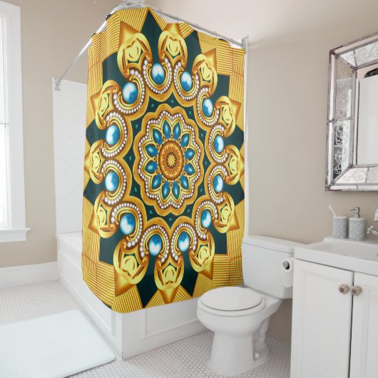 Illustration von Gold Pearl Decorative Frame Duschvorhang (Beispiel)
