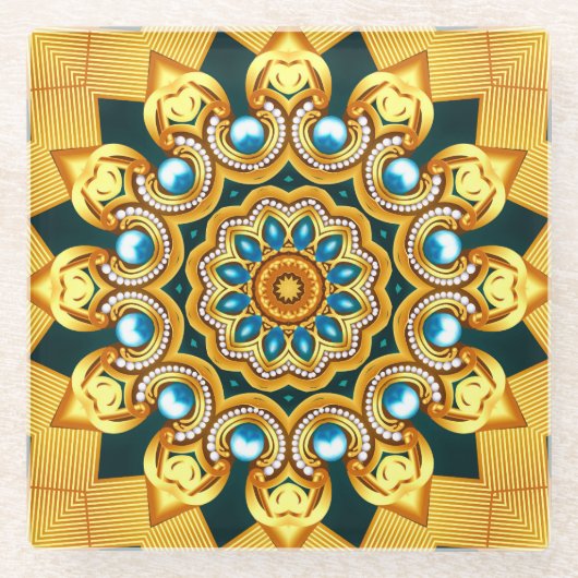 Illustration von Gold Pearl Decorative Frame Glasuntersetzer (Vorderseite)