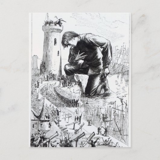 Illustration von "Gullivers Reisen" Postkarte (Vorderseite)