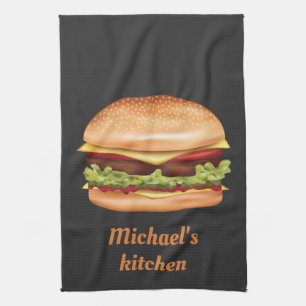 Illustration von Hamburger-Fast-Food mit individue Geschirrtuch