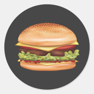 Illustration von Hamburger Fast Food Runder Aufkleber