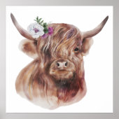 Illustration von Highland Cow Rustic Scottish Catt Poster (Vorne)