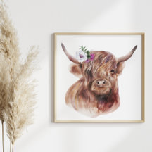 Illustration von Highland Cow Rustic Scottish Catt