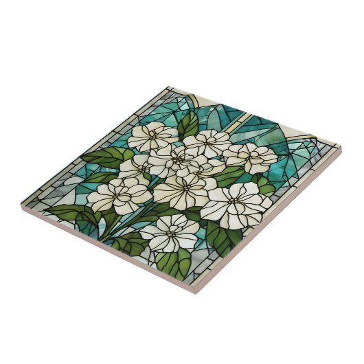 Illustration von Hydrangea aus Hartglas Fliese (Seite)