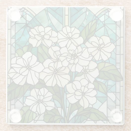 Illustration von Hydrangea aus Hartglas Glasuntersetzer (Rückseite)