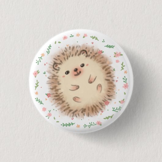 Illustration von Igel und Blume Button (Vorderseite)