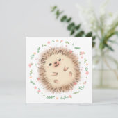 Illustration von Igel und Blume Karte (Stehend Vorderseite)