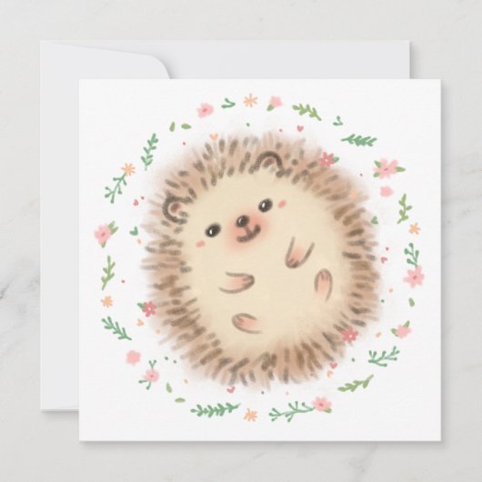 Illustration von Igel und Blume Karte (Vorderseite)