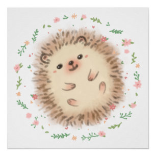 Illustration von Igel und Blume Poster