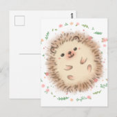 Illustration von Igel und Blume Postkarte (Vorne/Hinten)