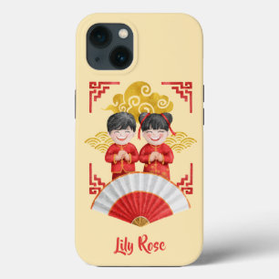 Illustration von Jungen und Mädchen in Asien - Red Case-Mate iPhone Hülle