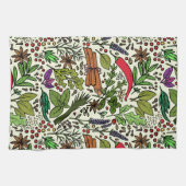 Illustration von Kräuter und Gewürzen Geschirrtuch (Horizontal)