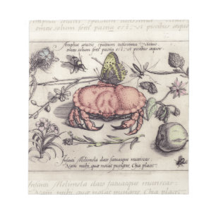 Illustration von Krebs, botanischen Motiven, Insek Notizblock