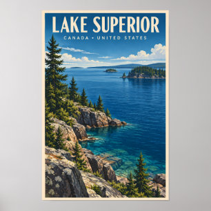 Illustration von Lake Superior Reise Kunst Vintage Poster