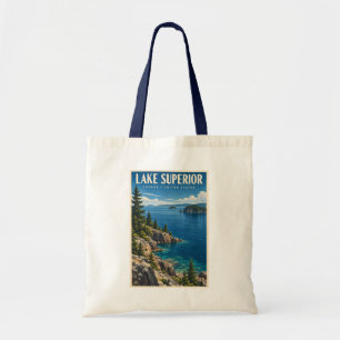 Illustration von Lake Superior Reise Kunst Vintage Tragetasche