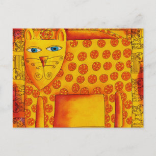 Illustration von Leopard in Wasserfarben mit Muste Postkarte