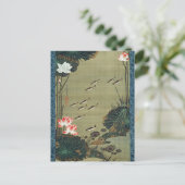 Illustration von Lotus Pond und Fischen durch Ito Postkarte (Stehend Vorderseite)