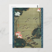 Illustration von Lotus Pond und Fischen durch Ito Postkarte (Vorne/Hinten)