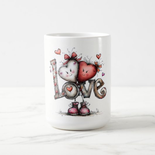 Illustration von LOVE mit Herzfiguren Kaffeetasse (Mittel)