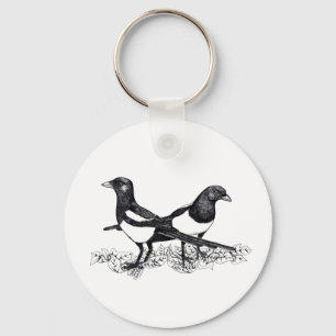 Illustration von Magpies auf Tastenkombination Schlüsselanhänger