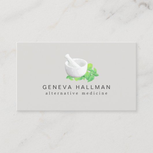 Illustration von Mortar und Pestle Naturgesundheit Visitenkarte (Vorderseite)
