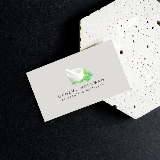 Illustration von Mortar und Pestle Naturgesundheit Visitenkarte